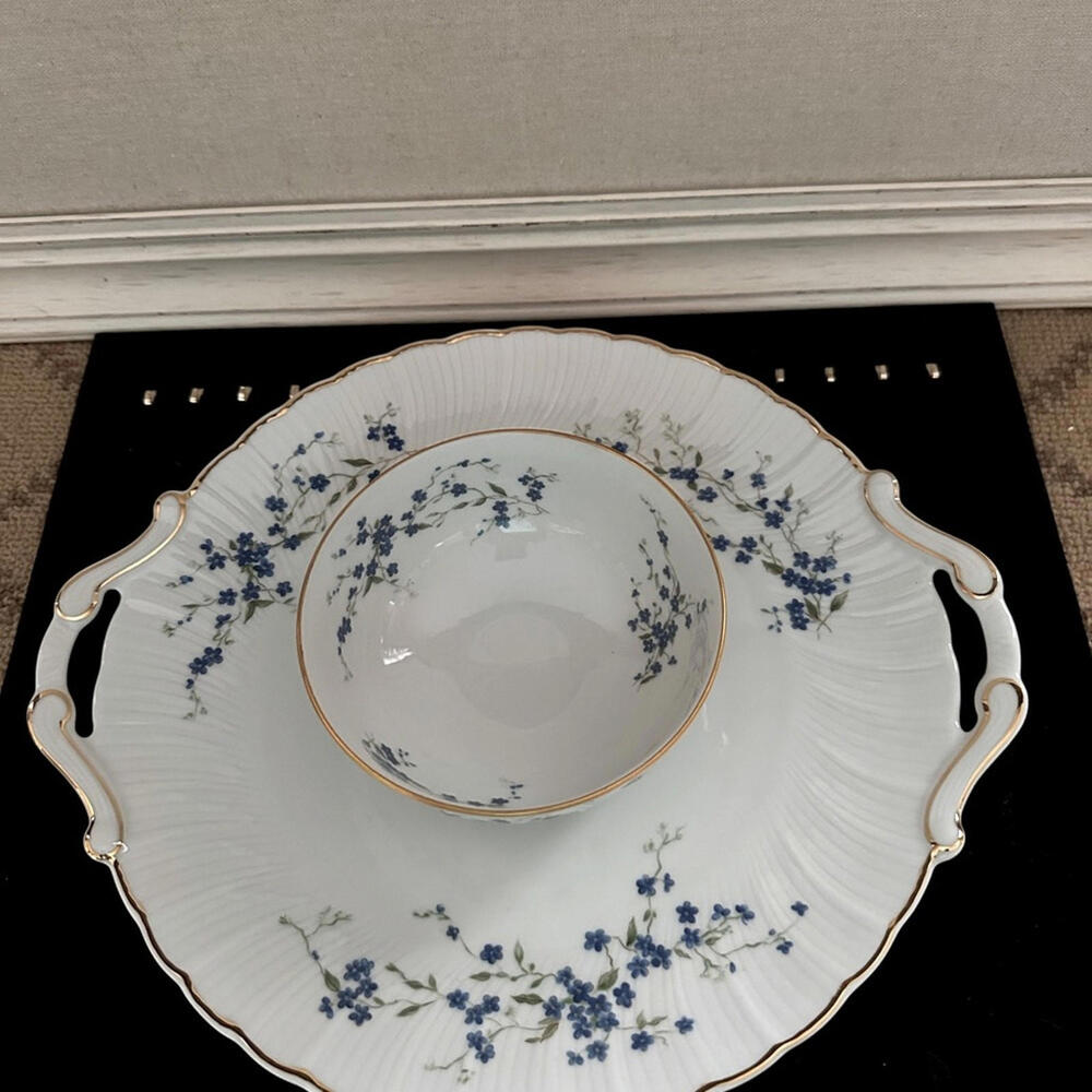 Vintage Bernardaud Limoges Myosotis dip platter tray